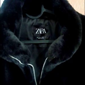 Zara Black Faux Fur Jacket